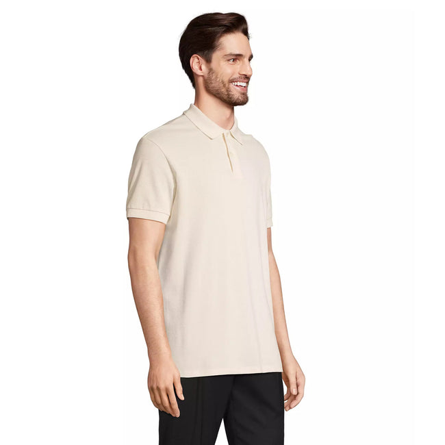 Natural - Side - SOLS Unisex Adult Pacific Pique Twin Needle Stitch Polo Shirt
