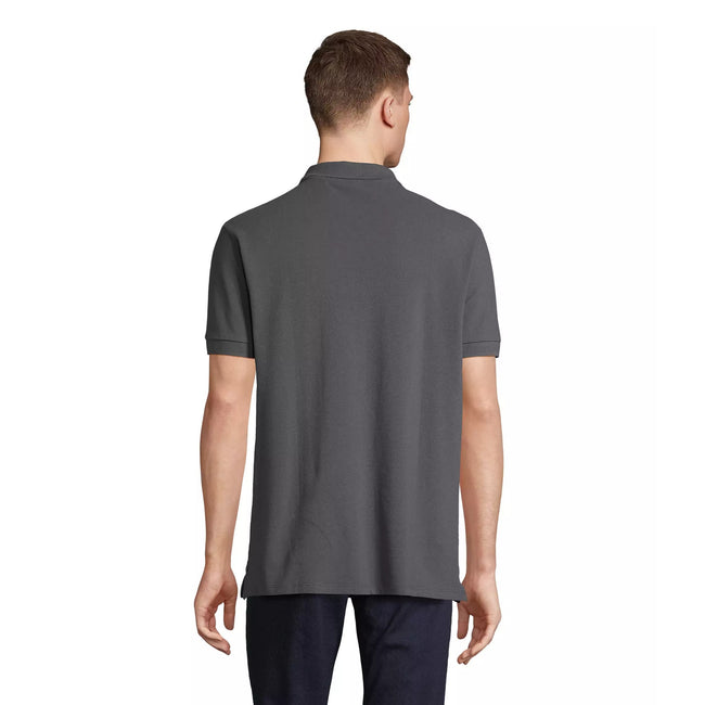 Mouse Grey - Back - SOLS Unisex Adult Pacific Pique Twin Needle Stitch Polo Shirt