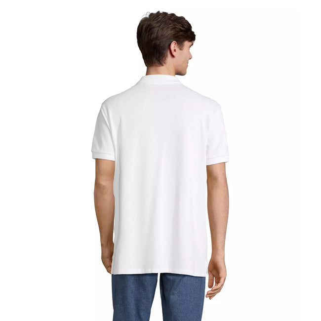 White - Back - SOLS Unisex Adult Pacific Pique Twin Needle Stitch Polo Shirt