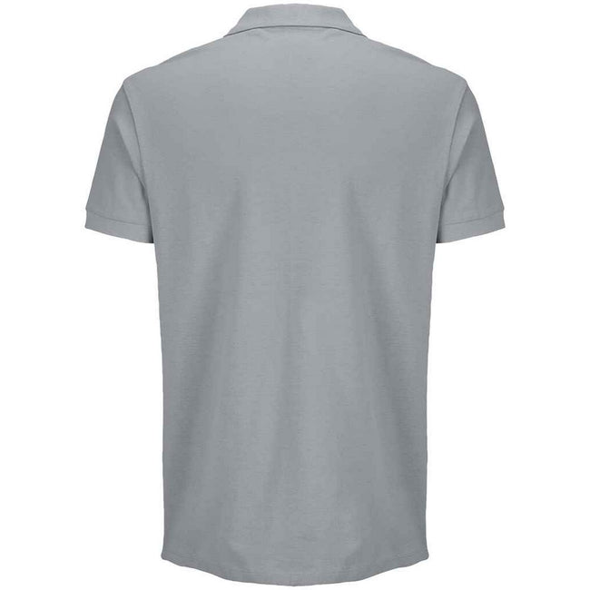 Pure Grey - Back - SOLS Unisex Adult Pacific Pique Twin Needle Stitch Polo Shirt