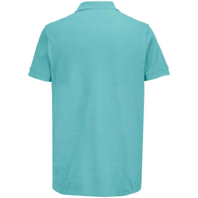 Pool Blue - Back - SOLS Unisex Adult Pacific Pique Twin Needle Stitch Polo Shirt