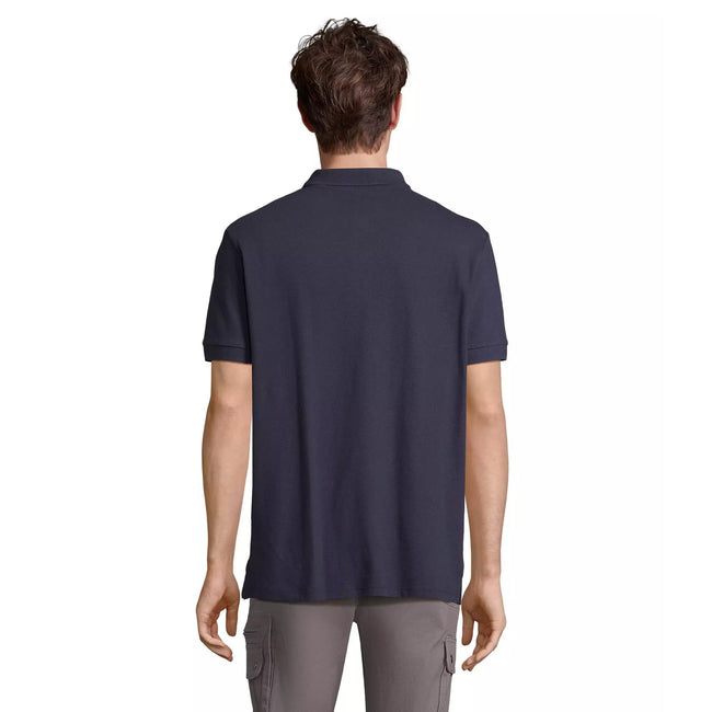 French Navy - Back - SOLS Unisex Adult Pacific Pique Twin Needle Stitch Polo Shirt