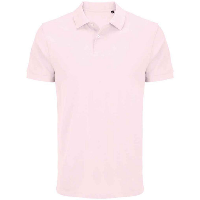 Pale Pink - Front - SOLS Unisex Adult Pacific Pique Twin Needle Stitch Polo Shirt