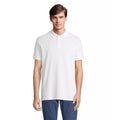 White - Front - SOLS Unisex Adult Pacific Pique Twin Needle Stitch Polo Shirt