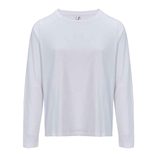 White - Front - SOLS Womens-Ladies Monarch Long-Sleeved T-Shirt