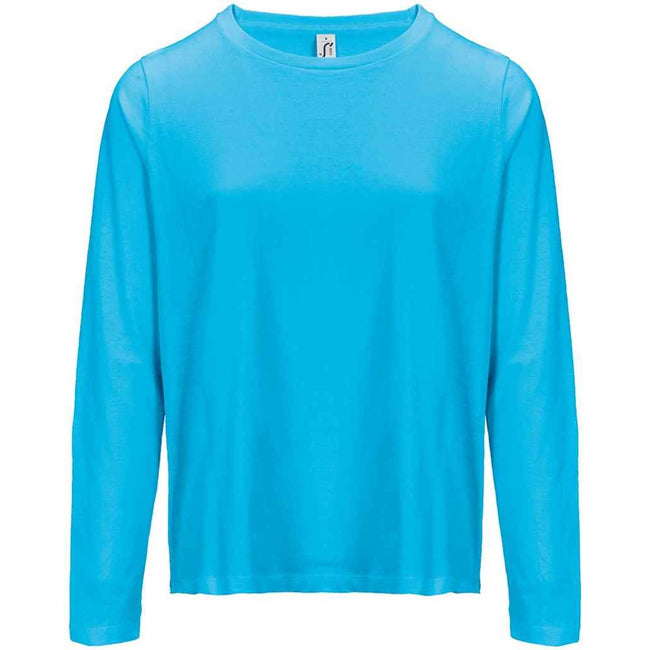 Aqua - Front - SOLS Womens-Ladies Monarch Long-Sleeved T-Shirt