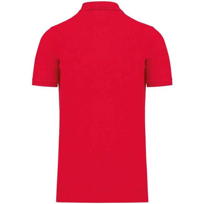 Red - Back - Kariban Mens Pique Organic Polo Shirt