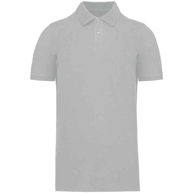 Snow Grey - Front - Kariban Mens Pique Organic Polo Shirt