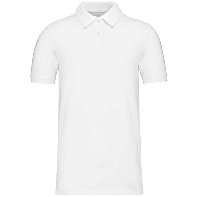 White - Front - Kariban Mens Pique Organic Polo Shirt