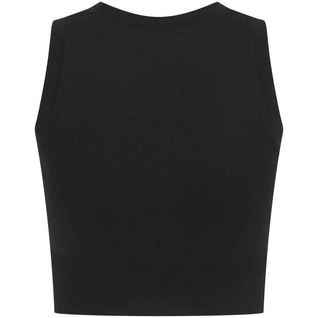 Black - Pack Shot - Tombo Womens-Ladies Cropped Tank Top