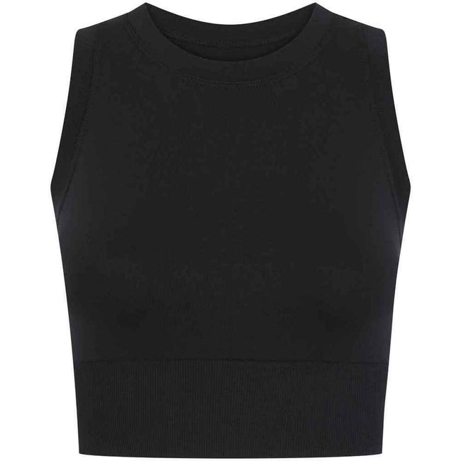 Black - Front - Tombo Womens-Ladies Cropped Tank Top