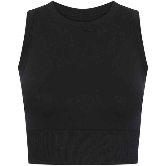 Black - Front - Tombo Womens-Ladies Cropped Tank Top