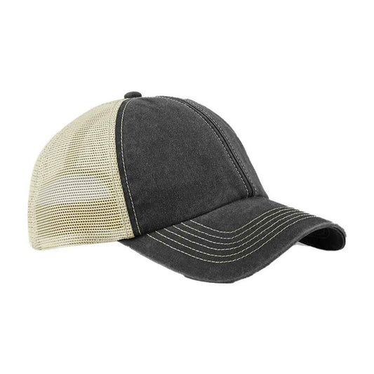 Black-Stone - Front - Beechfield Vintage 6 Panel Trucker Cap