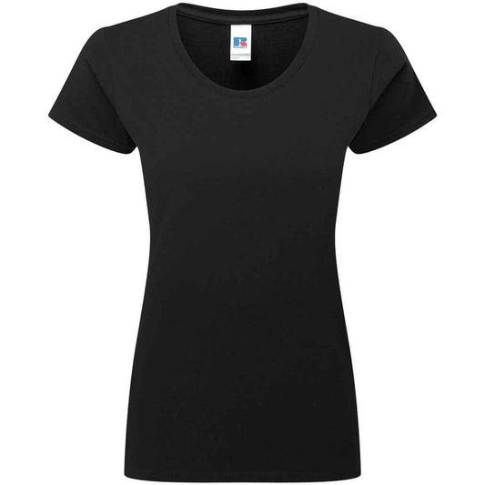 Black - Front - Russell Womens-Ladies Authentic Classic Ringspun Cotton T-Shirt
