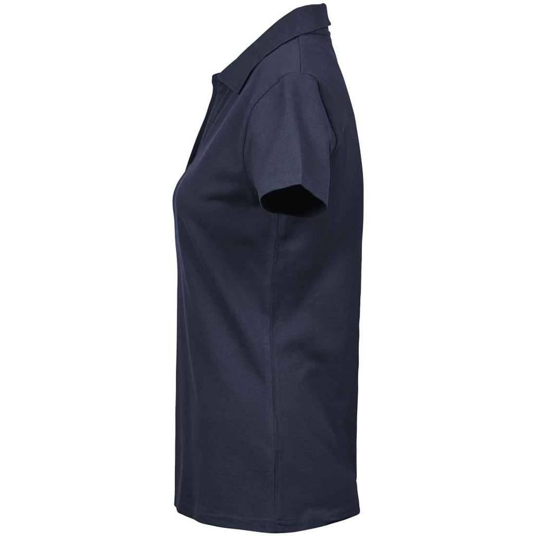 Navy - Side - Tee Jays Womens-Ladies Luxury Stretch V Neck Polo Shirt