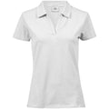 White - Front - Tee Jays Womens-Ladies Luxury Stretch V Neck Polo Shirt