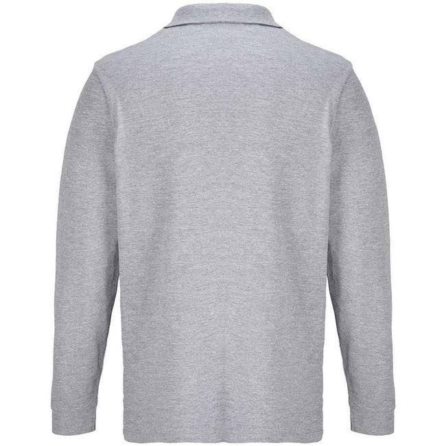 Grey Marl - Back - SOLS Unisex Adult Pacific Pique Long-Sleeved Polo Shirt