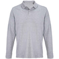 Grey Marl - Front - SOLS Unisex Adult Pacific Pique Long-Sleeved Polo Shirt