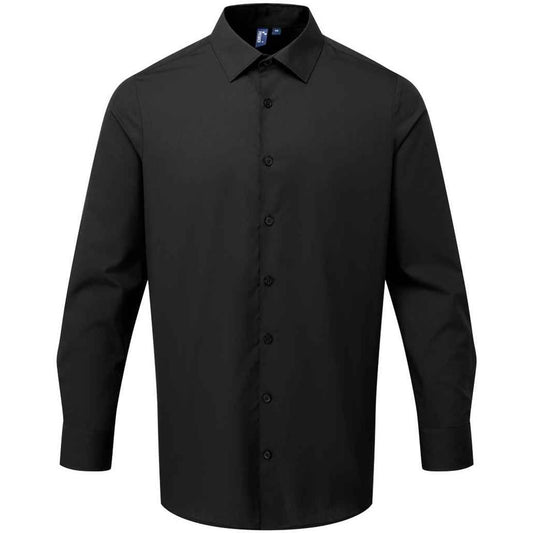 Black - Front - Premier Mens Recyclight Poplin Long-Sleeved Shirt