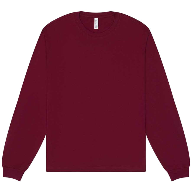 Maroon - Front - Bella + Canvas Unisex Adult Heavyweight Long-Sleeved T-Shirt