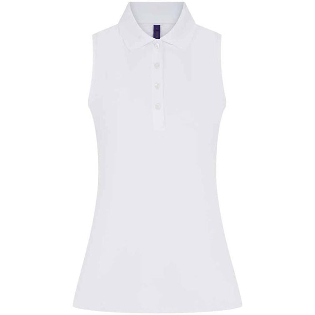 White - Front - Henbury Womens-Ladies Polo Shirt