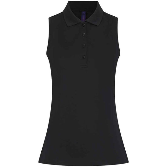 Black - Front - Henbury Womens-Ladies Polo Shirt