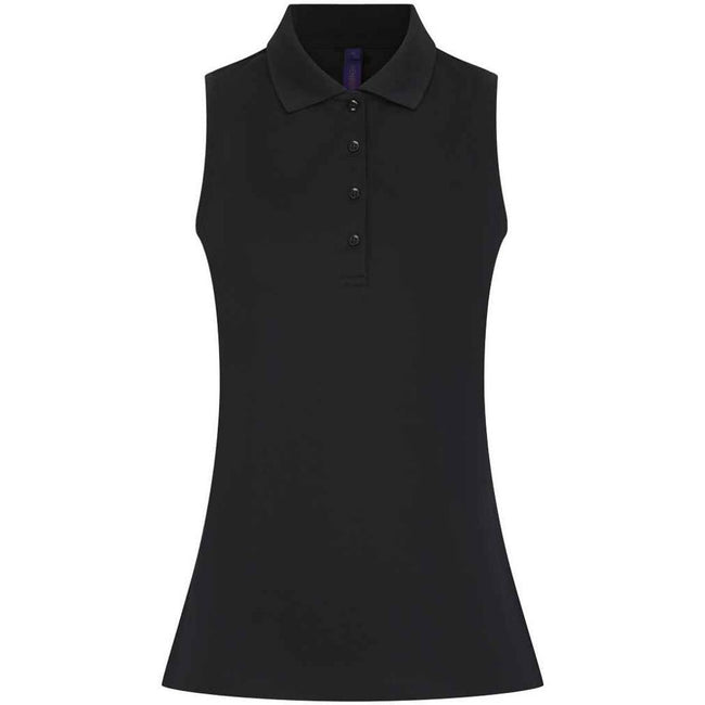 Black - Front - Henbury Womens-Ladies Polo Shirt