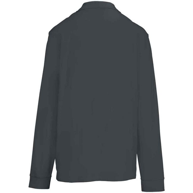 Mouse Grey - Back - SOLS Unisex Adult Pique Long-Sleeved Polo Shirt