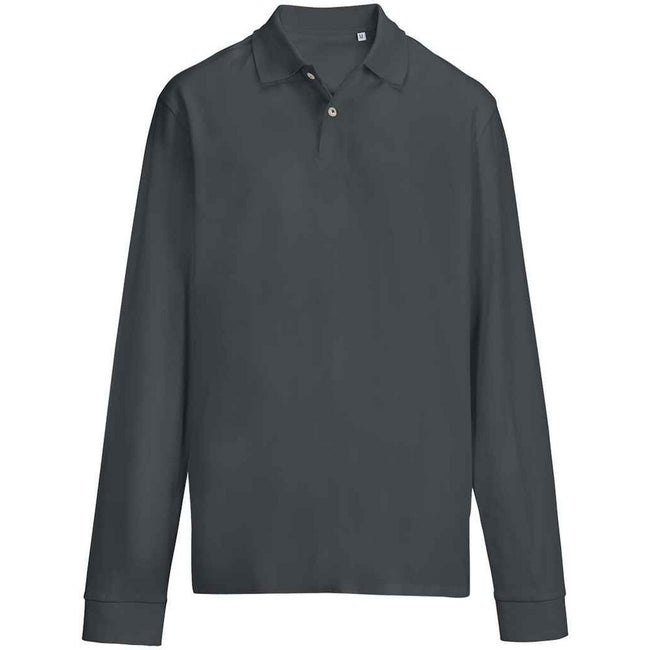 Mouse Grey - Front - SOLS Unisex Adult Pique Long-Sleeved Polo Shirt
