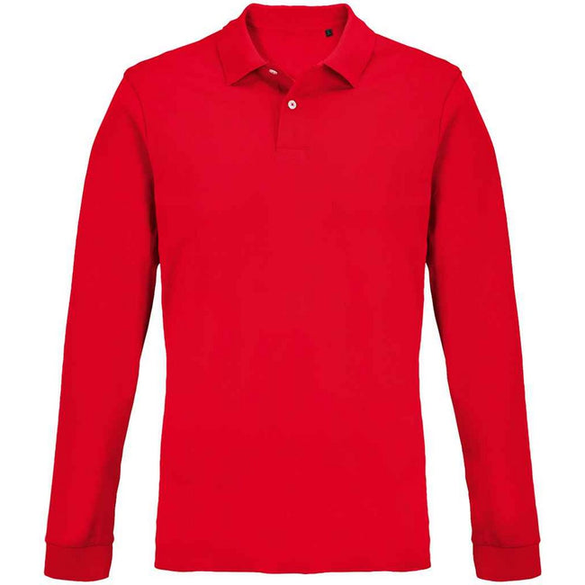 Red - Front - SOLS Unisex Adult Pique Long-Sleeved Polo Shirt