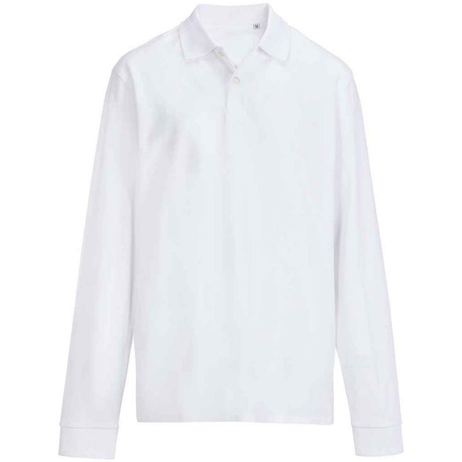 White - Front - SOLS Unisex Adult Pique Long-Sleeved Polo Shirt