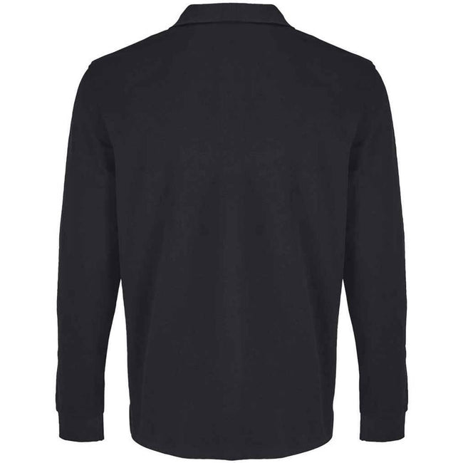 Black - Back - SOLS Unisex Adult Pique Long-Sleeved Polo Shirt