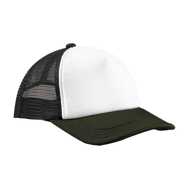Black-Dark Olive - Front - Beechfield Retro 5 Panel Trucker Cap