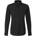 Black - Front - Premier Womens-Ladies Recyclight Poplin Long-Sleeved Shirt