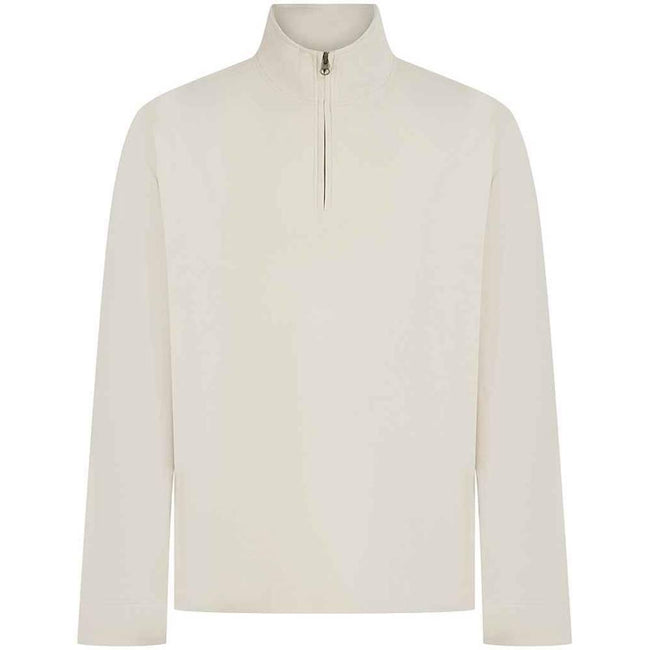 Natural - Front - Front Row Mens Pique Quarter Zip Sweatshirt