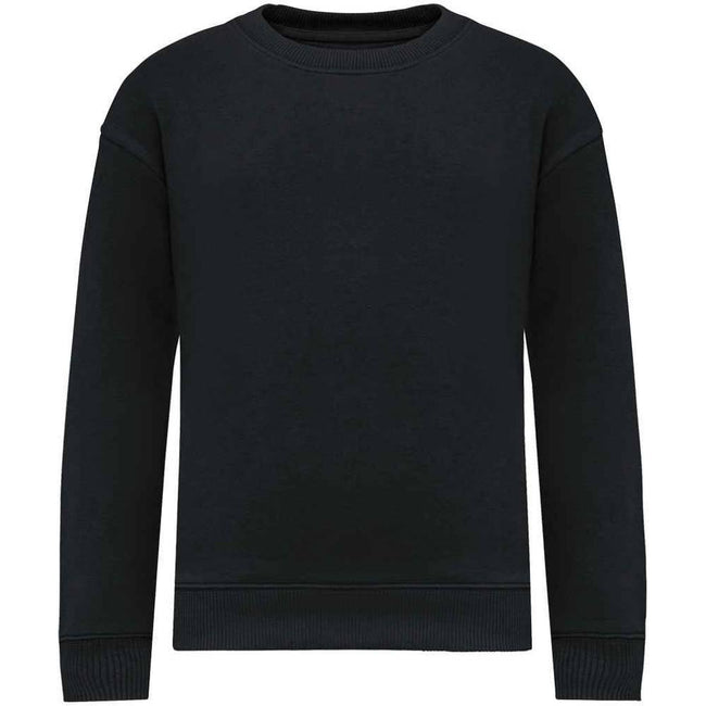 Black - Front - Native Spirit Childrens-Kids Round Neck Oversized Sweatshirt