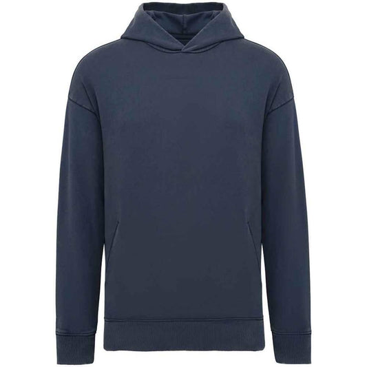 Washed Navy - Front - Native Spirit Unisex Adult Washed Oversized Hoodie