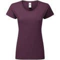 Dark Plum - Front - Fruit of the Loom Womens-Ladies Iconic 195 T-Shirt