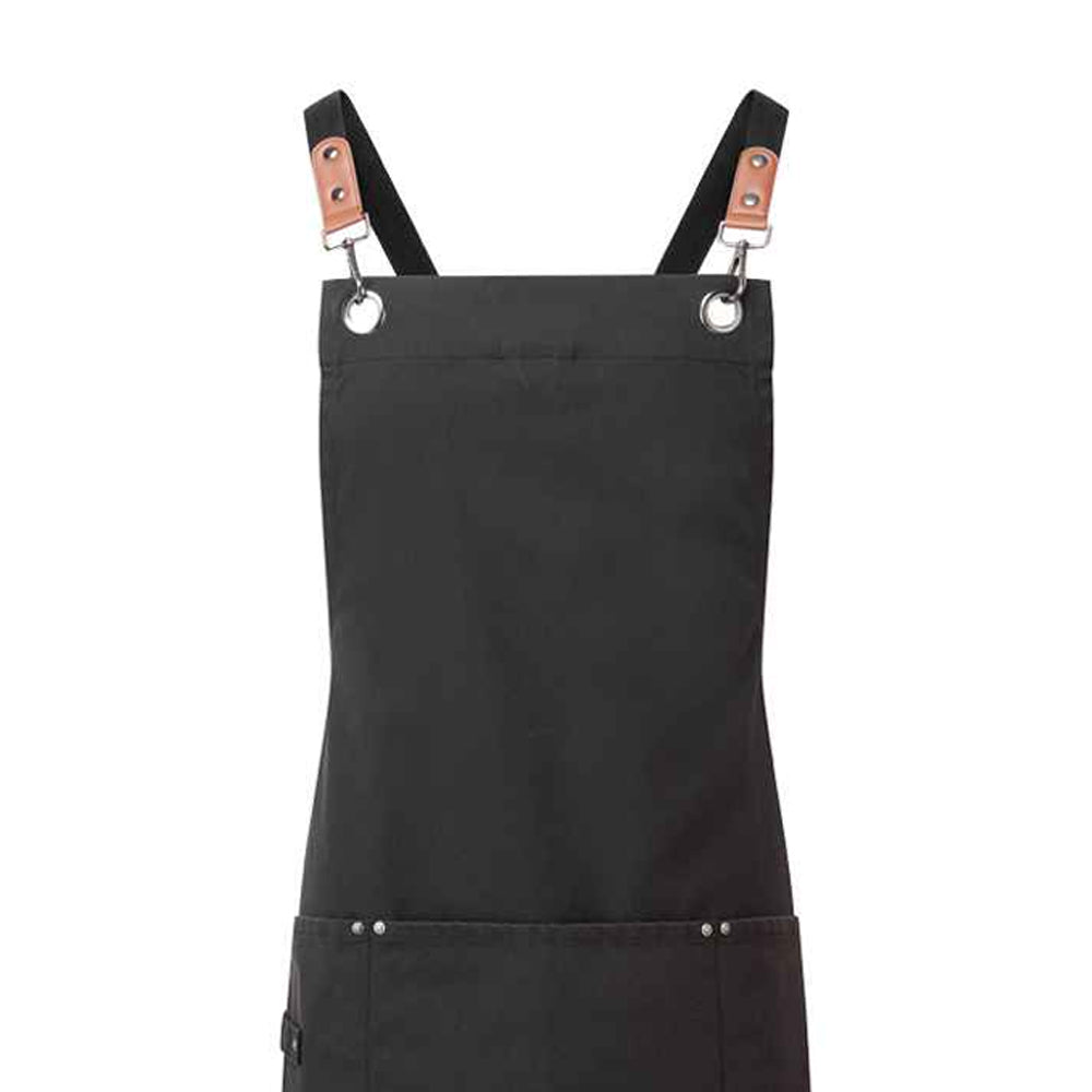 Black - Side - Premier Cross Back Clip Bib Apron