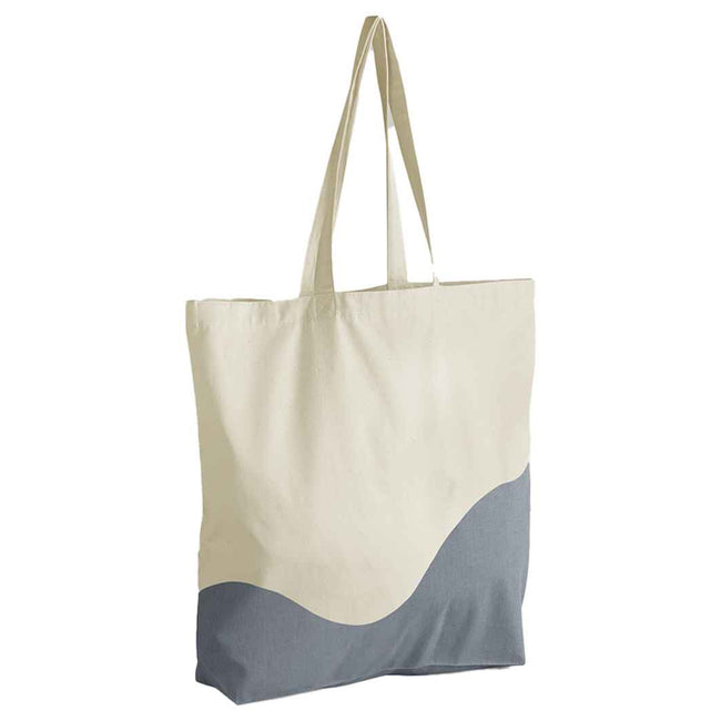 Natural-Blue Grey - Front - Westford Mill Unisex Adult Wave Organic Cotton Maxi Tote Bag