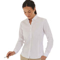 White - Front - Henbury Womens-Ladies Cotton CoolPlus Long-Sleeved Formal Shirt