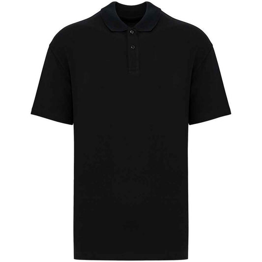 Black - Front - Native Spirit Mens Pique Drop Shoulder Polo Shirt