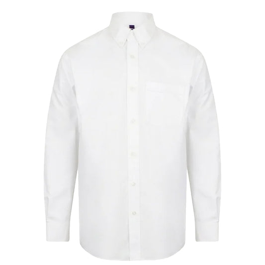 White - Front - Henbury Mens Cotton Feel CoolPlus Short-Sleeved Formal Shirt