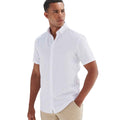 White - Back - Henbury Mens Cotton Feel CoolPlus Short-Sleeved Formal Shirt