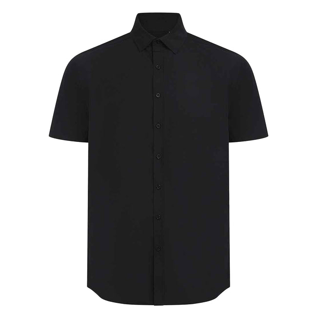 Black - Front - Henbury Mens Cotton Feel CoolPlus Short-Sleeved Formal Shirt