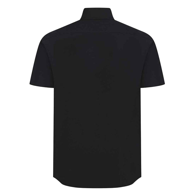 Black - Back - Henbury Mens Cotton Feel CoolPlus Short-Sleeved Formal Shirt