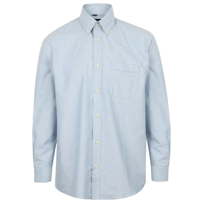 Light Blue - Front - Henbury Mens Cotton Feel CoolPlus Short-Sleeved Formal Shirt