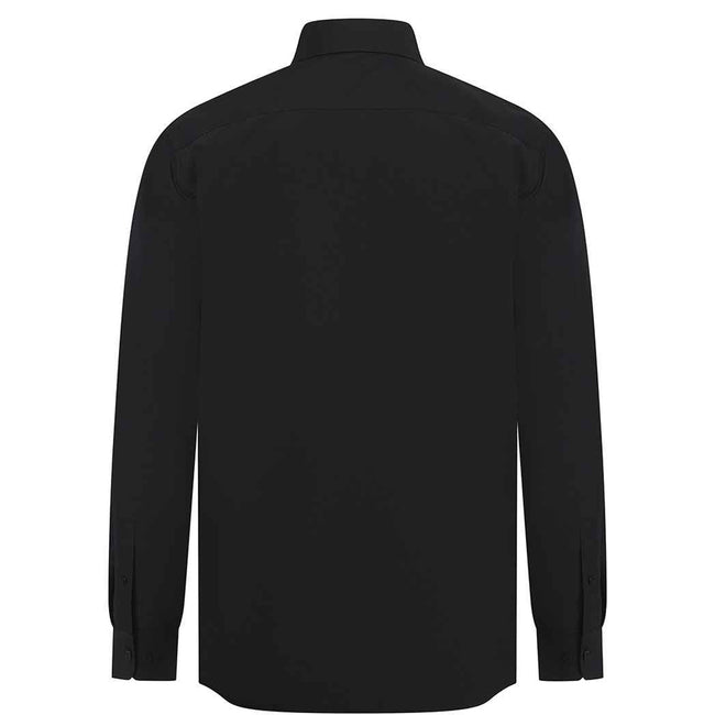 Black - Back - Henbury Mens Cotton CoolPlus Long-Sleeved Formal Shirt