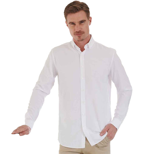 White - Front - Henbury Mens Cotton CoolPlus Long-Sleeved Formal Shirt