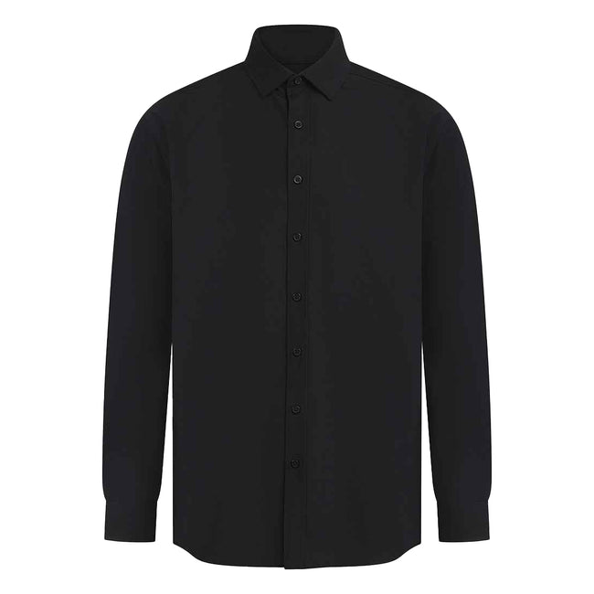 Black - Front - Henbury Mens Cotton CoolPlus Long-Sleeved Formal Shirt